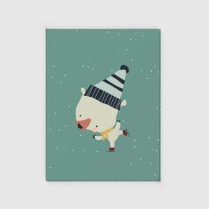ROHEN Design - Vinter/jule plakat - Isbjørn på skøjter