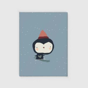 ROHEN Design - Vinter/jule plakat - Pingvin på ski
